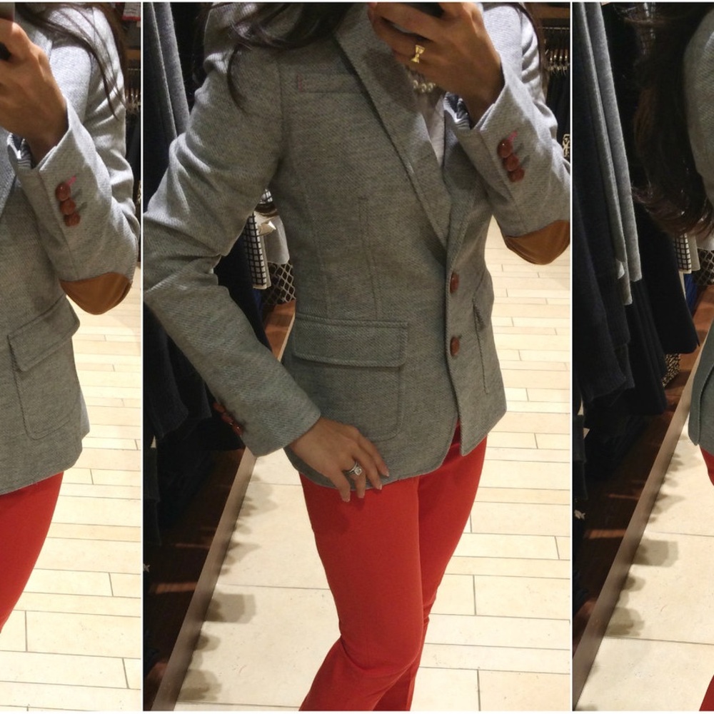 Banana Republic Gray Flannel/Wool jacket with pink accents